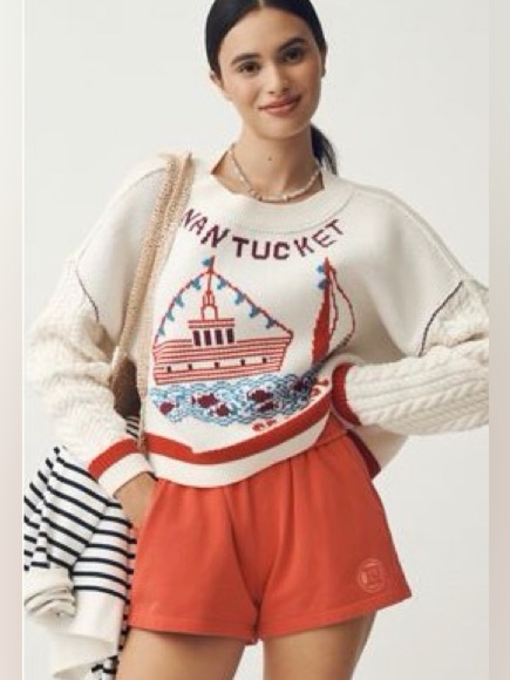 Maeve Anthropologie Nantucket Graphic Cable Knit Sweater M - Picture 6 of 6